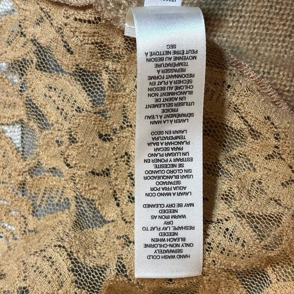 Chicos Luxe Lace Harriet Cardigan Sweater Camel Womens Size 4/2XL/22 Wool Mohair - Picture 7 of 10